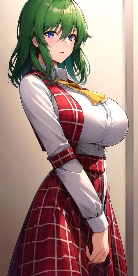 <lora:YuukaKazami:0.8>, yuukakazami, standing, solo, large_breasts, YuukaRedPlaidOutfit, masterpiece, best quality, detailed face, detailed eyes, highres,