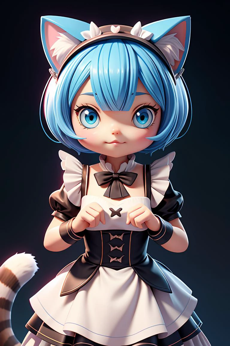 best quality, from the front, close up, full body, c4tt4stic, rem as a cat, maid outfit, hyperrealistic, cinematic <lora:more_details:0.3> <lora:c4tt4stic6(1):0.9> <lora:rem_v1:0.75>