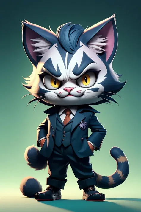 c4tt4stic, Joker, cat <lora:LowRA:0.8> , <lora:Crazy_ExpressionsV2:0.6>,Angry expression, <lora:c4tt4stic:0.8>