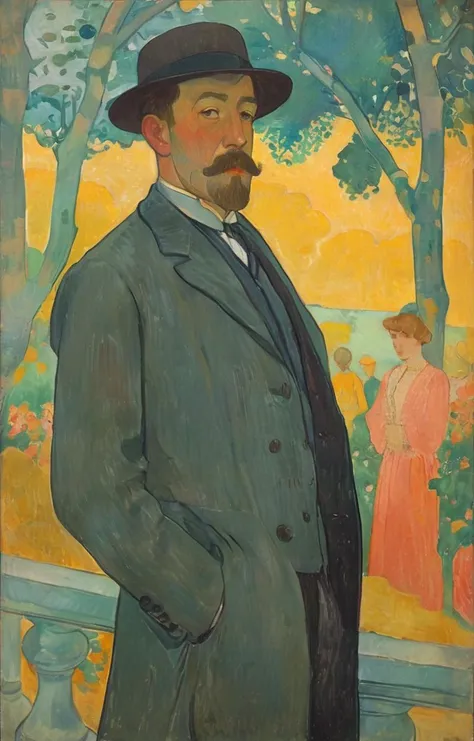 masterpiece,best quality,<lora:tbh139-sdxl:0.7>,portrait of man,illustration,style of Maurice Denis