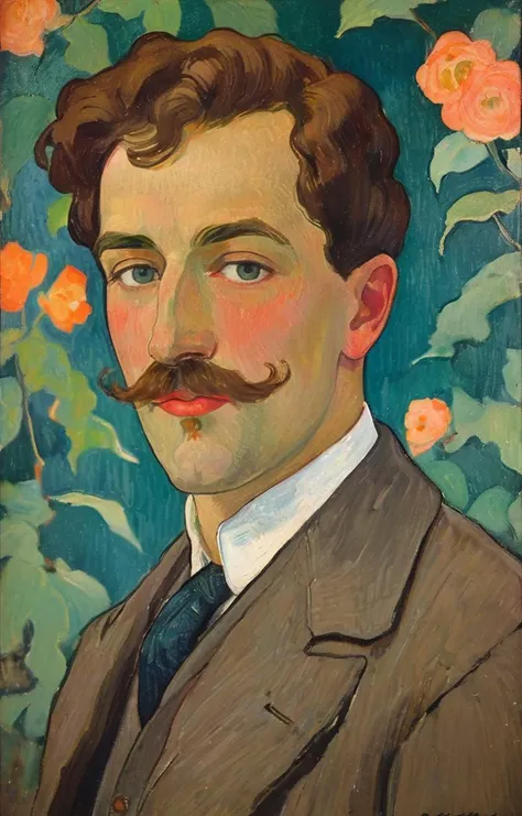 masterpiece,best quality,<lora:tbh139-sdxl:0.7>,portrait of man,illustration,style of Maurice Denis