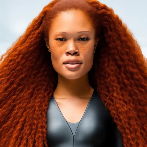 photo of a skarls, red hair, ponytail, fighter, bodysuit, science fiction, metal hallway, waist up shot, photorealistic, realistic, RAW, detailed