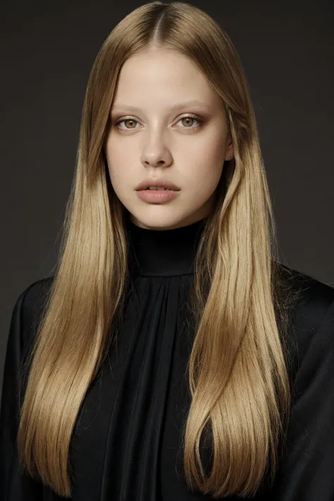 <lora:Mia_Goth_actress:0.7> mia goth, woman, highly detailed, realistic, professional portrait, upper body, makeup, lipstick, gradient background, (dark brown eyes), blonde hair, mouth open, straight hair, dark eyes,