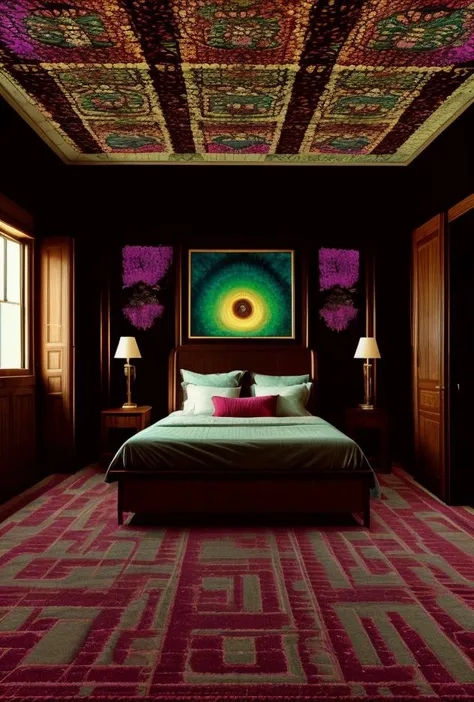 9((Hypersurrealistic ancient [Anunaki | Assyrian 
| Babylonian | Caananite] artifact))BREAK((((modern mansion  bedroom [mahogany | oak | maple | cherry |teak] furniture)))BREAK(((psychadelic trippy carpeting)))((Creative((Photo Masterpiece 8k wallpaper [Verb | adjective | pronoun])))BREAK(dodge and burn, corner edge darken vignette)((exposure POP!!!) hdr extremely intricate, High (Detail:1.1), Sharp focus, dramatic cinematic light, 8k textures, elegant, ((((cinematic look))))breathtaking, insane details))  <lora:Details-Slider:0.5> <lora:ExposureControl:0.7>  <lora:LCM_1-5:0.6> <lora:up-down_lighting:2> <lora:ColorTempSliders:3><lora:DepthOfFieldSliders:0.5> <lora:epiC35mm:0.3> <lora:HDhelper:0.6>  <lora:back-front_lighting:-2> <lora:ContrastControl:1.8> <lora:CuteHorrorSlider:0.9> <lora:Saturation:1.1>