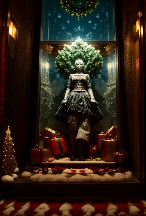 9((Hypersurrealistic Mall store [Hot Topic | Abercrombie 
| Spencers | Sharper Image] window display))BREAK((((Christmas 
time decorations)))BREAK((commercial carpet)))((Creative((Photo Masterpiece 8k wallpaper [Verb | adjective | pronoun])))BREAK(dodge and burn, corner edge darken vignette)((exposure POP!!!) hdr extremely intricate, High (Detail:1.1), Sharp focus, dramatic cinematic light, 8k textures, elegant, ((((cinematic look))))breathtaking, insane details))  <lora:Details-Slider:0.5> <lora:ExposureControl:0.7>  <lora:LCM_1-5:0.6> <lora:up-down_lighting:2> <lora:ColorTempSliders:3><lora:DepthOfFieldSliders:0.5> <lora:epiC35mm:0.3> <lora:HDhelper:0.6>  <lora:back-front_lighting:-2> <lora:ContrastControl:1.8> <lora:CuteHorrorSlider:0.9> <lora:Saturation:1.1>