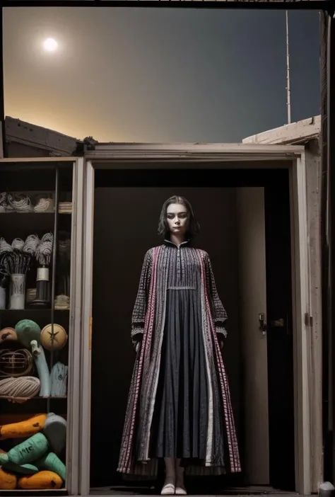 (((Colorful costume long dress)))((clothed 27 yo Marilyn Johansson))((running outside)((( props in background [old west town | haunted mansion | fisherman warf | WWII european village | moon landscape])))((eerie sunset lighting))((something spooky  looking out from mirror)(deep emotions)(Hitchcock inspired)(Twilight Zone)(deep esoteric qlipoth metaphysical meaning)(Annie Leibovitz photo spotlight)((hyper-Creative((Photo Masterpiece 8k wallpaper [Verb | adjective | superlative])))BREAK(dodge and burn, corner edge darken vignette)((exposure POP!!!) hdr extremely intricate, High (Detail:1.1), Sharp focus, dramatic cinematic light, 8k textures, elegant, ((((cinematic look))))breathtaking, insane details
<lora:epiC35mm:0.8> epiC35mm 
<lora:LCM_1-5:0.7> 
<lora:Saturation:2.3>  
 <lora:EmotionSliders:-2>  
<lora:up-down_lighting:-0.9> 
<lora:back-front_lighting:-0.9>
<lora:horror_slider_v7:0.8>
 <lora:DepthOfFieldSliders:0.6> 
<lora:Film-Grain:0.6> 
<lora:HDhelper:0.7>  
<lora:up-down_lighting:0.8>