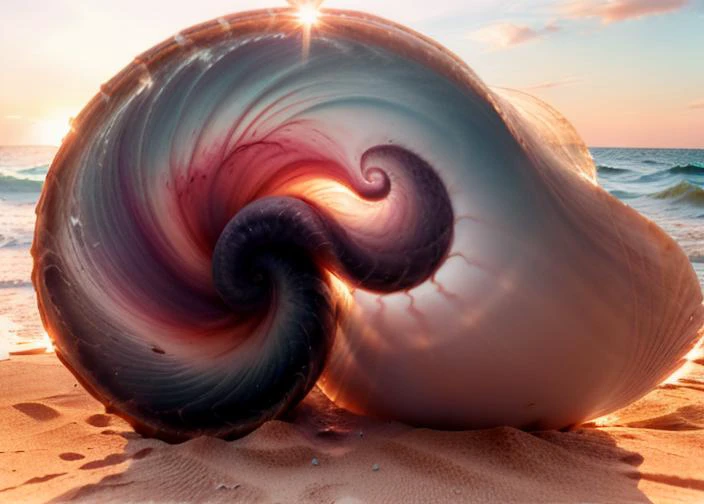 xray photograph sea shell, Fibonacci spiral((sunset))(ocean sand and waves)<lora:up-down_lighting:2> <lora:Saturation:3> <lora:HDhelper:0.8> <lora:Film-Grain:0.6> <lora:epiC35mm:0.7> <lora:Better Portrait Lighting:0.7> <lora:back-front_lighting:-2> <lora:color_temperature_slider_v1:1.3> <lora:ExposureControl:3>