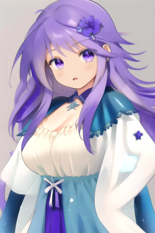 1girl,purple hair,purple eyes,long hair,hair ornament,blue nightgown, crown, blue shawl, full body,
((cinematic light)), (colorful:1.2), hyper detail, dramatic light, intricate details, (best quality:1.2), highly detailed,Anime, Moe, illustration, (wallpaper, masterpiece, best quality, ultra-detailed, best shadow),(beautiful detailed face, beautiful detailed eyes), high contrast, (best illumination, an extremely delicate and beautiful),
<lora:anemone(flower knight girl):1.0>