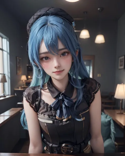 best quality, masterpiece, portrait, a photography of a beautiful girl, detailed face, naughty smile, (blush:1.2), blue hair, random background, 
<lora:hoshimachi_suisei_v1:0.9> best quality, intricate details, <lora:add_detail:0.8:INA>  hoshimachi suisei, (flat chest, small breasts), teen age, detailed face, (slim, athletic_body), (film_grain:1.1),
<lora:pureInnocentGirl_v10(Pure_Innocent_girl):0.5>, Pure_Innocent_girl,|} pureerosface_v1:0.125, (((torso))),  pov, (((depth of field))), pale and lustrous skin, 
vivid,detailed, realistic, beautiful, stunning lighting, stunning reflections, , Button-front denim camisole,