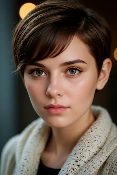 cinematic film still centered, portrait photo of 25 y.o woman, pixie cut, open jacket, sweater, natural skin, dark shot
BREAK
award winning artwork, many details, extreme detailed, full of details, Wide range of colors, Dramatic, Dynamic, Cinematic, Sharp details, Insane quality, Insane resolution, Insane details, Masterpiece, 32k resolution, day, natural light, pastel colored theme, insane detail, 32k, RAW, <lora:extremely_detailed:0.8> extremely detailed . shallow depth of field, vignette, highly detailed, high budget, bokeh, cinemascope, moody, epic, gorgeous, film grain, grainy