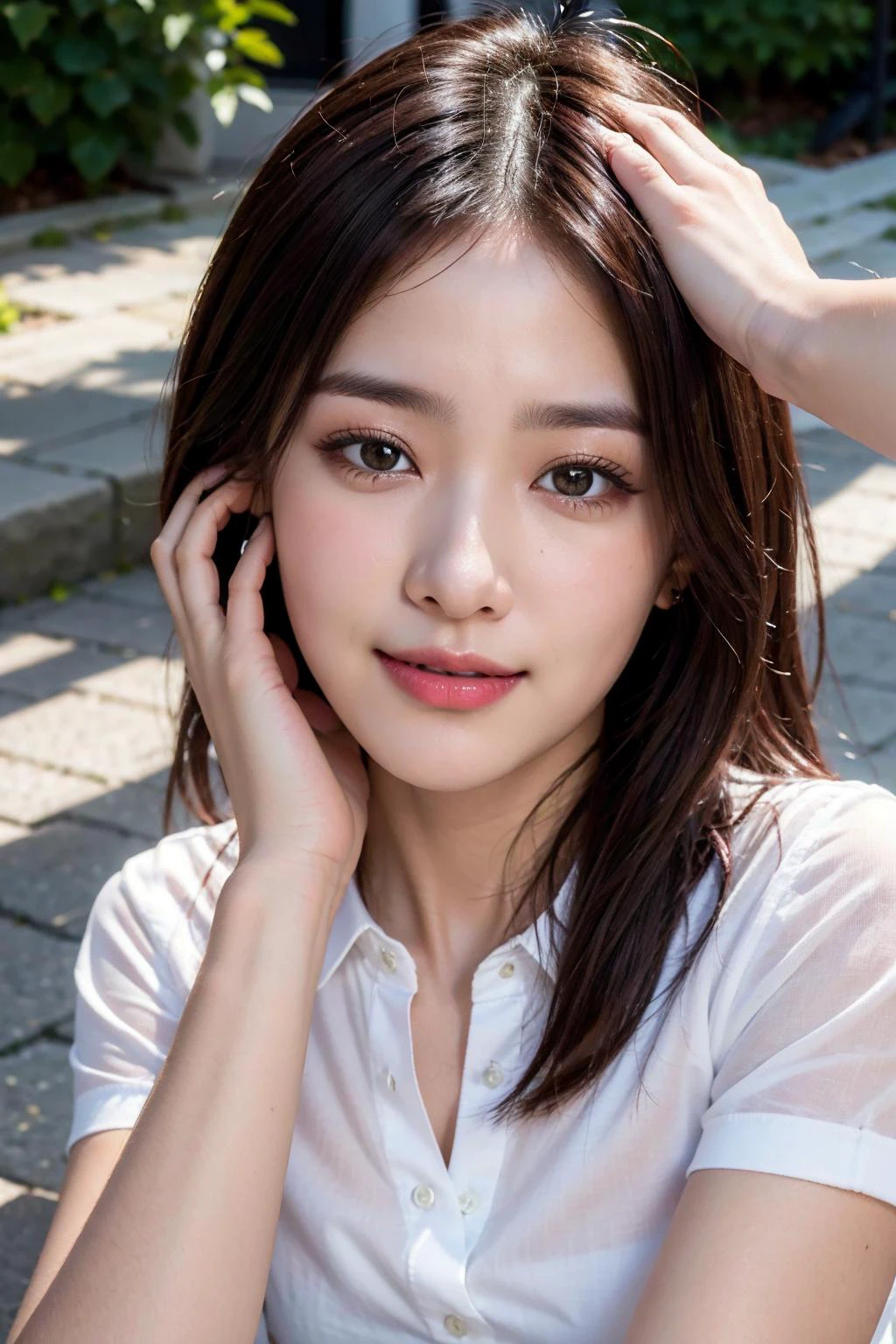 (best quality:1.4), (ultra highres:1.2), (photorealistic:1.4), (8k, RAW photo:1.2), (somjeed womanl:1.4), solo, smirk, black hair, long hair, shirt, white shirt,( little smile:0.7) (HeadpatPOV:1.7), <lora:HeadpatPOV:0.8>, <lora:SomjeedHassan-000006:0.6>