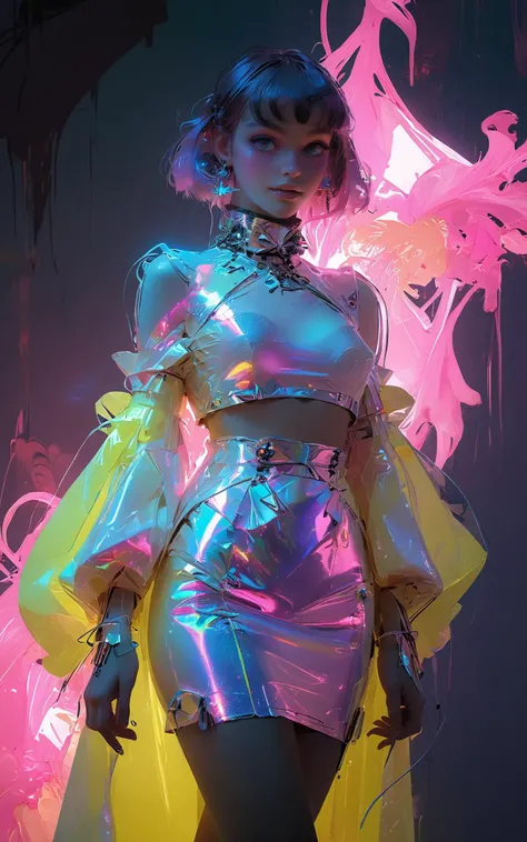 niji,looking_at_viewer<lora:niji:0.8>,1girl,high-waist_skirt with Technical functional fabric,(lightpink_blunt_bangs_bunches),A cyber-couture revelation unfolds with a data-driven diva adorned in holographic haute couture<lora:Lines_Clothes_XL:0.5>,(color_neon_background_blueviolet,chartreuse_and_magenta),
double exposure,neon art nouveau,long exposure,glowing,balck-light_room,
color graded cinematic,atmospheric lighting,natural<lora:offset_0.2:0.6><lora:MJ52:0.65><lora:HandFineTuning_XL:0.6><lora:DetailedEyes_V3:1>,