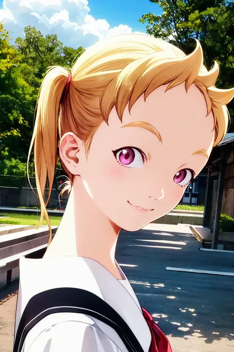 <lora:0013Asanaford:1>,sanaford,serafuku,blonde hair,petite,looking_at_viewer,