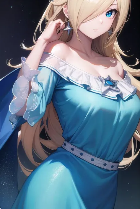 rosalina, <lyco:rosalina-lyco-nochekaiser:1>, 
rosalina, blonde hair, blue eyes, hair over one eye, long hair,
BREAK blue dress, crown, dress, earrings, jewelry, princess, robe, star earrings,
BREAK night, night sky, sky, star \(sky\), star \(symbol\), space, sun,
BREAK looking at viewer, (cowboy shot:1.5),
BREAK <lyco:GoodHands-beta2:1>, (masterpiece:1.2), best quality, high resolution, unity 8k wallpaper, (illustration:0.8), (beautiful detailed eyes:1.6), extremely detailed face, perfect lighting, extremely detailed CG, (perfect hands, perfect anatomy),