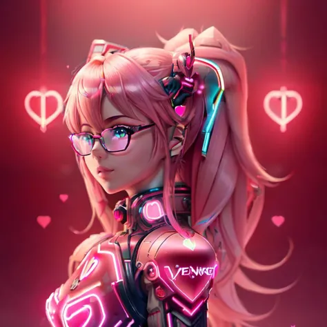 LunarValentineStyle, <lora:LunarValentineStyle:1>solo,1woman,upper body,weapons,pink hair,flower,female focus,heart,pink neon glasses,armor,gun,glowing,helmet,robot,glowing eyes,science fiction,power armor,humanoid robot,valentine,epic glowing neon ligsht on the armor,epic armor hemlet with glowing neon heart on it,holding epic glowing heart shaped lightsaber,detailed face,
,nice face <lora:AsukaLangleySouryuuV2:0.8> souryuu asuka langley