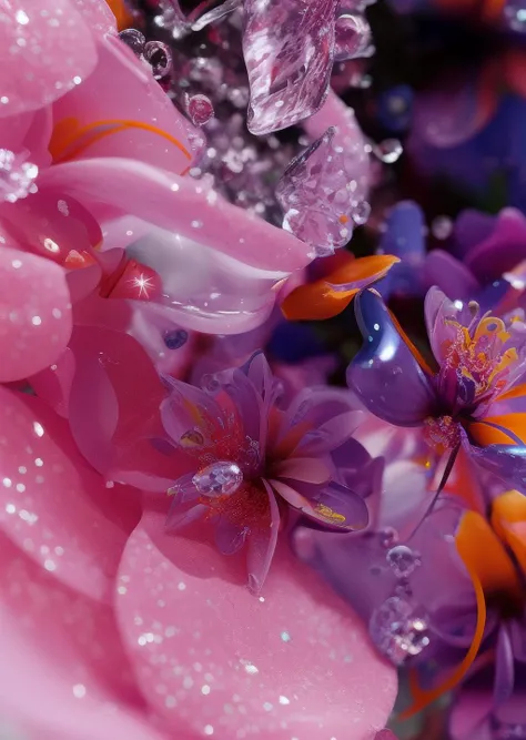 abstrcrl, flower, abstract figures, liquid, centered, render, extra detailed