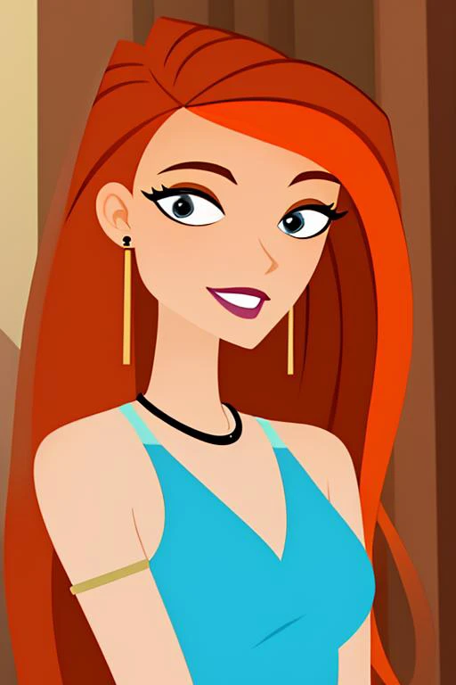 (high quality, masterpiece), <lora:6teen_CourtneyMasterson-10:0.7> courtney_masterson, orange hair, jewelry, earrings, necklace