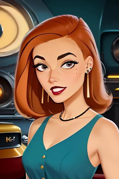 (extremely detailed 8K, high resolution, ultra quality), <lora:AdAmericana:1> adamericana,  vintage painted advertisement, retro 1950's style, <lora:6teen_CourtneyMasterson:0.7> courtney_masterson, orange hair, jewelry, earrings, necklace