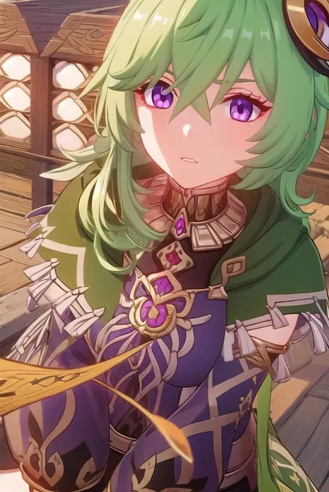 collei, <lora:genshin collei ingame-lora-nochekaiser:1>,
collei, bangs, hair ornament, hair between eyes, (purple eyes:1.1), green hair,
BREAK thighhighs, long sleeves, jewelry, zettai ryouiki, capelet, vision \(genshin impact\),
BREAK outdoors,
BREAK looking at viewer, (cowboy shot:1.5),
BREAK <lyco:GoodHands-beta2:1>, (masterpiece:1.2), best quality, high resolution, unity 8k wallpaper, (illustration:0.8), (beautiful detailed eyes:1.6), extremely detailed face, perfect lighting, extremely detailed CG, (perfect hands, perfect anatomy),