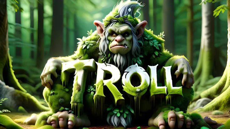 <lora:ovrgrwth-sdxl:0.8>,ovrgrwth,<lora:Harrlogos_v2.0:0.8>,("TROLL" text logo),dark forest,