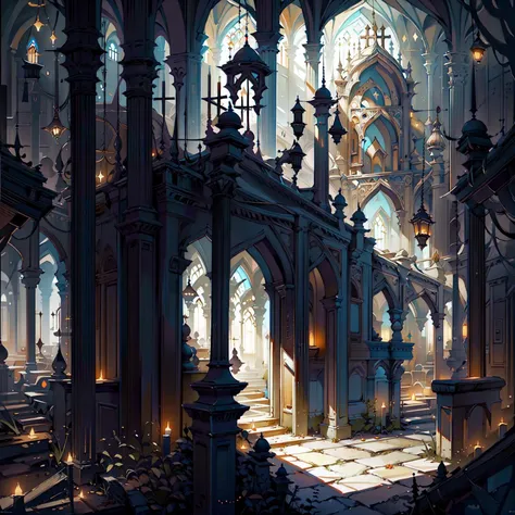 1001ArabianNights <lora:1001ArabianNightsV3:1>, abandoned church, creepy, ambient dark glow, masterpiece, best quality, intricate detailed, highres, unity 8k wallpaper