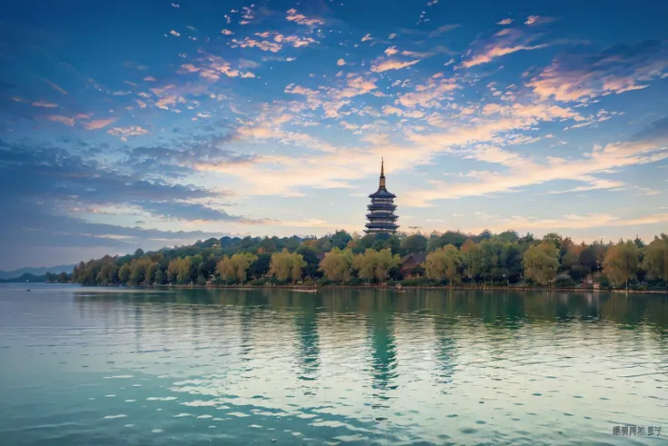 outdoors,no humans,<lora:Hangzhou West Lake_v1:0.7>, ruanyi045,horizon,tower,, (masterpiece:1.2), best quality, highres,extremely detailed CG,perfect lighting,8k wallpaper,photograph, photorealistic,