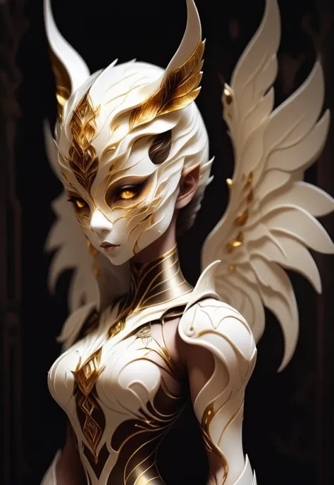 fae automaton, 1girl, woman, full body, wings, shimmering bright color:oldlace and polished color:wheat metal color scheme<lora:EnvyStarlightFaeAutomaton01:1>