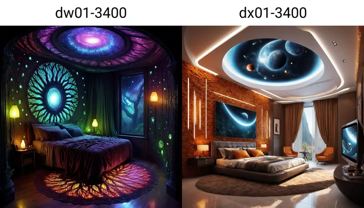a magnificent futuristic bedroom, very detailed, intricate, dw01-3400, warm colour palette