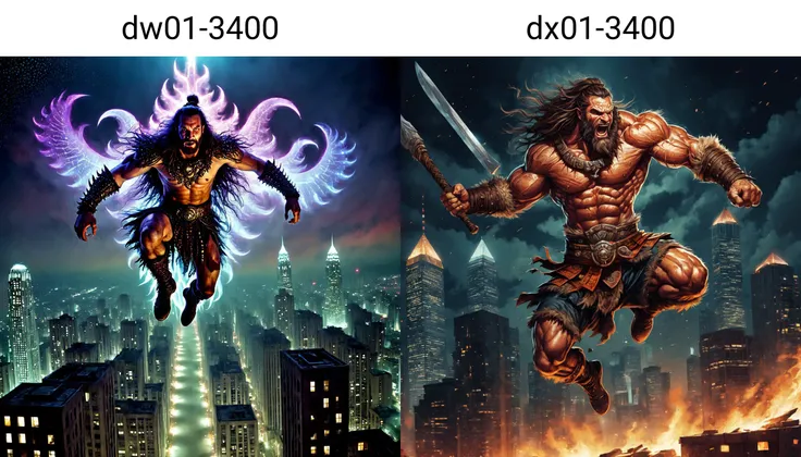 a magnificent male barbarian jumping in a skyscraper at night, dw01-3400, very detailed, intricate, warm colour palette