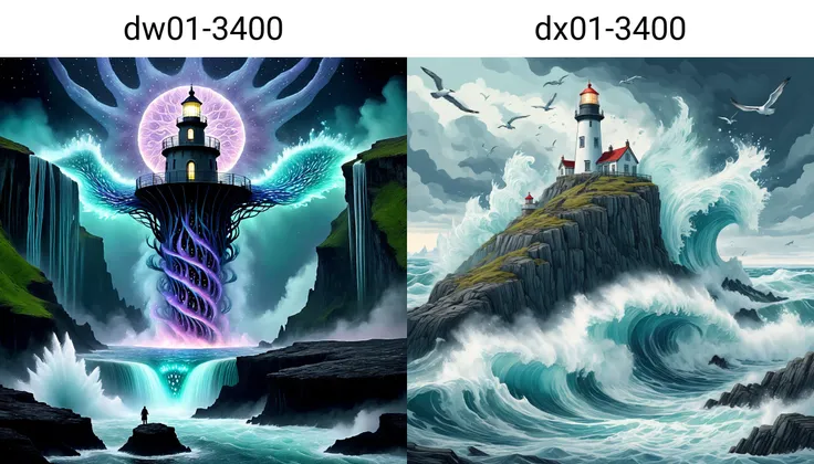 a magnificent mature earth elemental jumping in a rocky island, lighthouse, huge waves, very detailed, intricate, dw01-3400, arctic colour palette