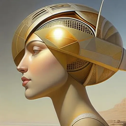 <lyco:Peter_Gric:1.0> A Highly detailed creative Painting of a woman who is creatively thinking of metaphysical ideas. by Peter Gric