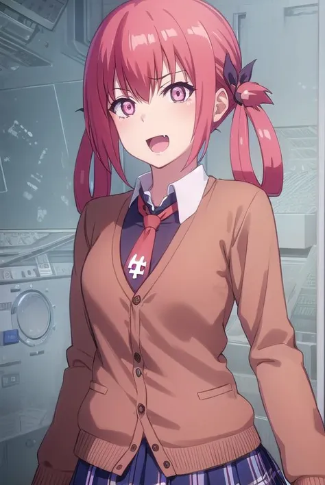 satanichiakurumizawamcdowell, <lora:satanichia kurumizawa mcdowell s1-lora-nochekaiser:1>,
satanichia kurumizawa mcdowell, hair ornament, red hair, hair rings, bat hair ornament, (pink eyes:1.3), fang, smile, open mouth, smug,
BREAK skirt, shirt, school uniform, pleated skirt, necktie, shoes, socks, collared shirt, plaid, kneehighs, black shirt, plaid skirt, cardigan, black socks, inverted cross, (brown cardigan:1.2),
BREAK indoors, classroom,
BREAK looking at viewer, (cowboy shot:1.5),
BREAK <lyco:GoodHands-beta2:1>, (masterpiece:1.2), best quality, high resolution, unity 8k wallpaper, (illustration:0.8), (beautiful detailed eyes:1.6), extremely detailed face, perfect lighting, extremely detailed CG, (perfect hands, perfect anatomy),