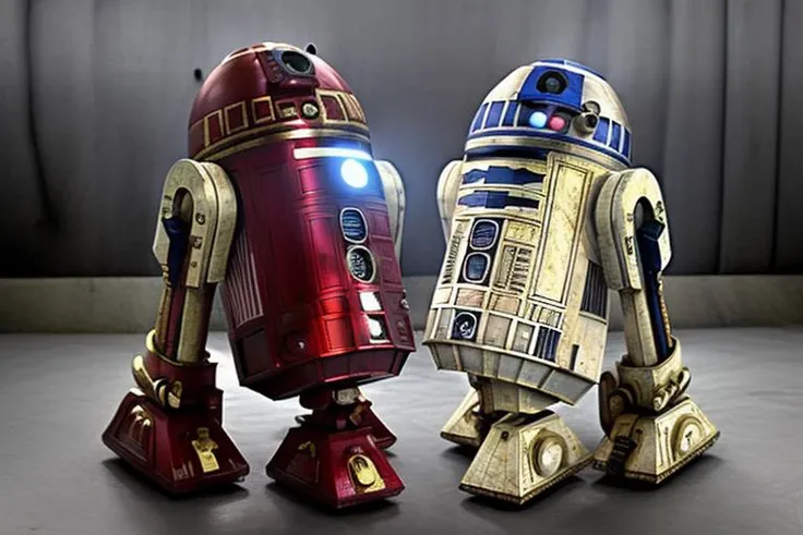 red and gold iron man colors R2-D2 with arc reactor