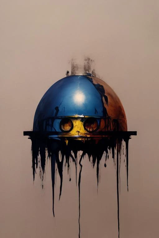 (R2-D2:0.1) abstract art, melting oil paint