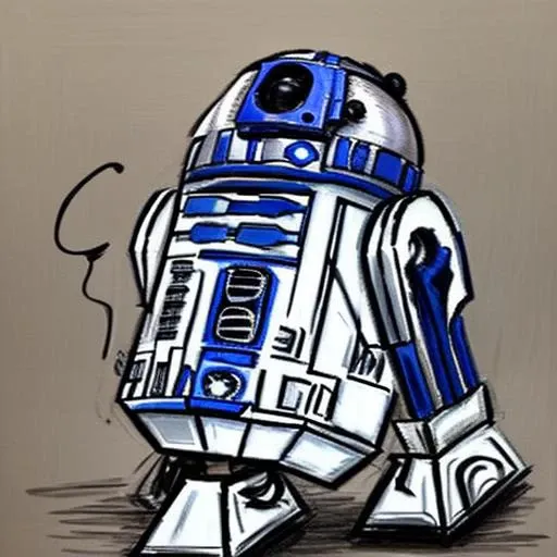 cubist artwork painting of (R2-D2:1.3)