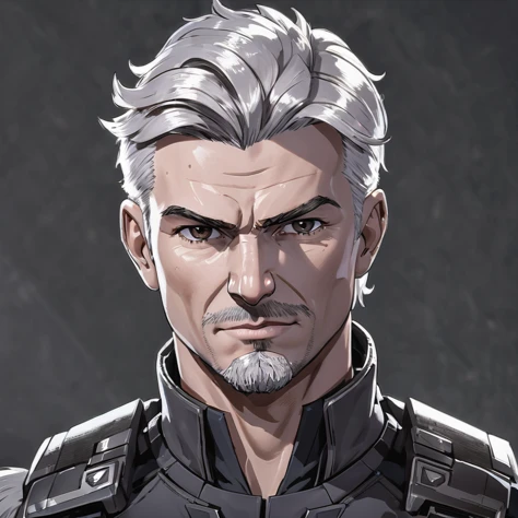 solo character portrait, middle aged man, hair: platinum hair, Hard Part, nationality: Belgian, gunner, dark background<lora:EnvyCharacterPortraitHelperXL01:1.0>