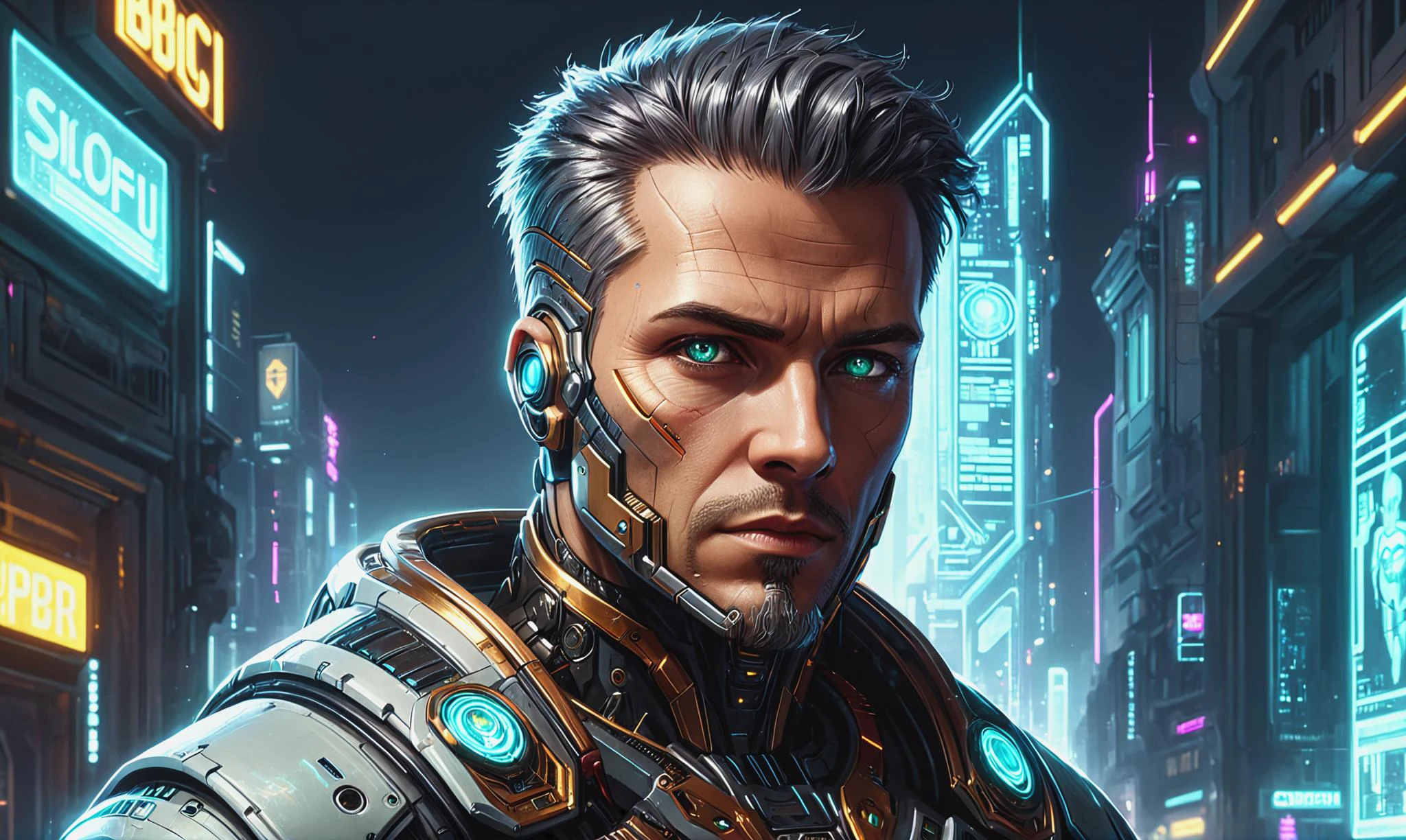 Beautiful detailed digital portrait of a <lora:RomanPunkAI:0.7> romanpunkai, old, scifi cyberpunk cyborg at a Biotech metropolis thriving on symbiosis, <lora:xl_more_art-full_v1:0.4>, <lora:Dreamyvibes artstyle SDXL - Trigger with dreamyvibes artstyle:0.7> Dreamyvibes Artstyle, Ambient occlusion, <lora:EnvyCharacterPortraitHelperXL01:0.7> solo character portrait, dark background