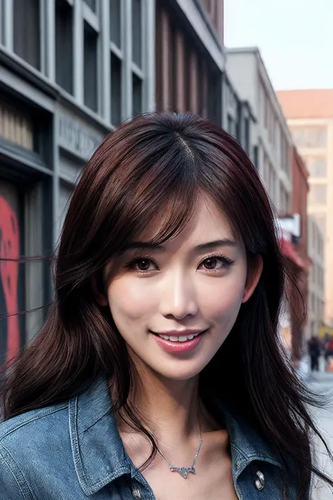 (LinC_SoloTI_v1:0.99),(smile),(teeth),
a beautiful woman, perfect hair,
Cheerful and trendy denim jacket, playful graphic t-shirt, lively and dynamic pose, medium shot, (digital, vibrant colors, clean look), (Urban Street, Bustling cityscape with colorful graffiti walls, bustling streets, and trendy shops), sparkling eyes filled with excitement, infectious smile, vibrant lipstick, trendy accessories, (dynamic shot: 1.3), (bright natural lighting, highlighting the urban energy),
<lora:add_detail:0.5>, <lora:LowRa:0.6>