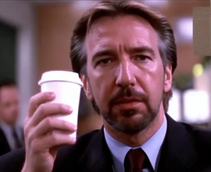 hansgruber person drinking coffee at starbucks <lora:Hans Gruber (Die hard) - Trigger w Hansgruber Person:1>