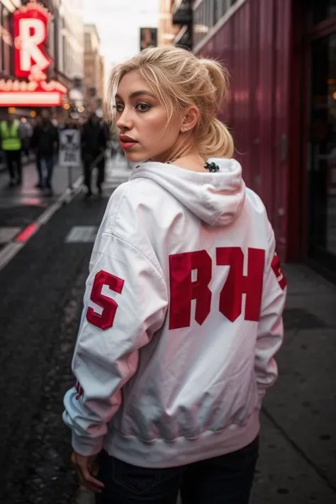 blonde girls, streetwear, from behind, outside, 8K, high quality, photorealistic, realism, hyperrealism, art photography <lora:epi_noiseoffset2:0.3>