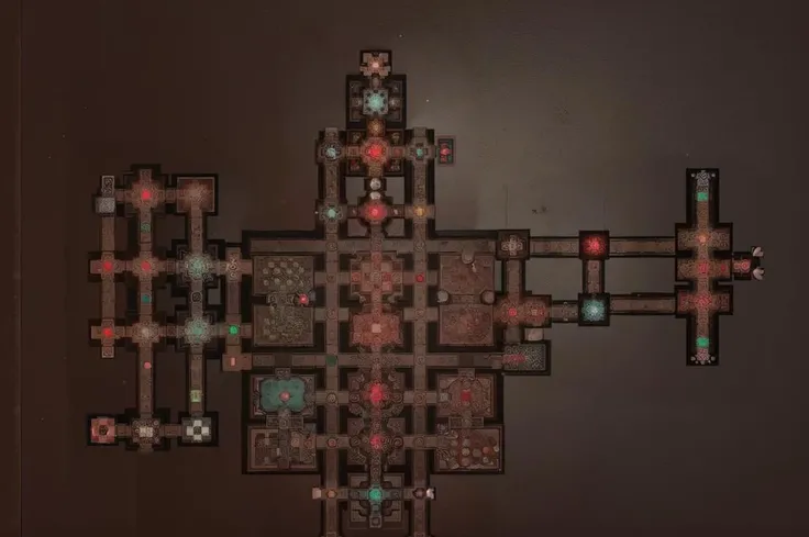 spcampaign, random tiles connected as a boardgame with rooms hallways junctions and intersections <lora:SpaceHulk_Tiles:1>