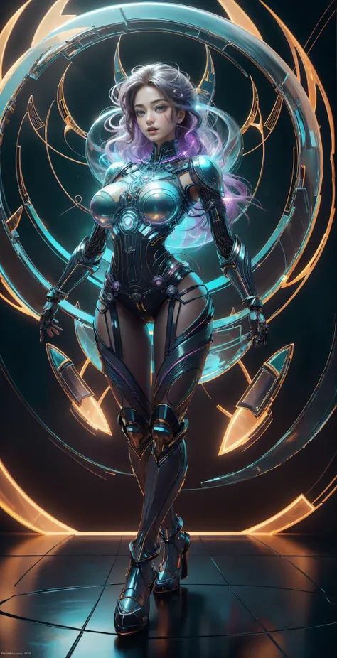 (Full body shot:1.4), 1girl, 22 years old, (glass clothes:1.4), large breasts, long black hair, red eyes, <lora:breastsizeslideroffset:0.3>, <lora:PerfectFullBreasts-fCV3.5:0.3>, breasts, EPKr1st1nKr3uk, <lora:ScienceDNAStyle:1>, ScienceDNAStyle, <lora:luminous body:1>, (covered nipples:1.5), ((strappy heels:1.2)), (science fiction:1.5), (Dynamic pose),
perfect lighting, (masterpiece:1), (best_quality:1), ultra high res, 4K, ultra-detailed, photography, 8K, HDR, highres, (absurdres:1.2), (bokeh:1.2), professional photograph, <lora:PlasmaTech:1>, plasmatech, scifi, plasma filaments, glass, purple hues,