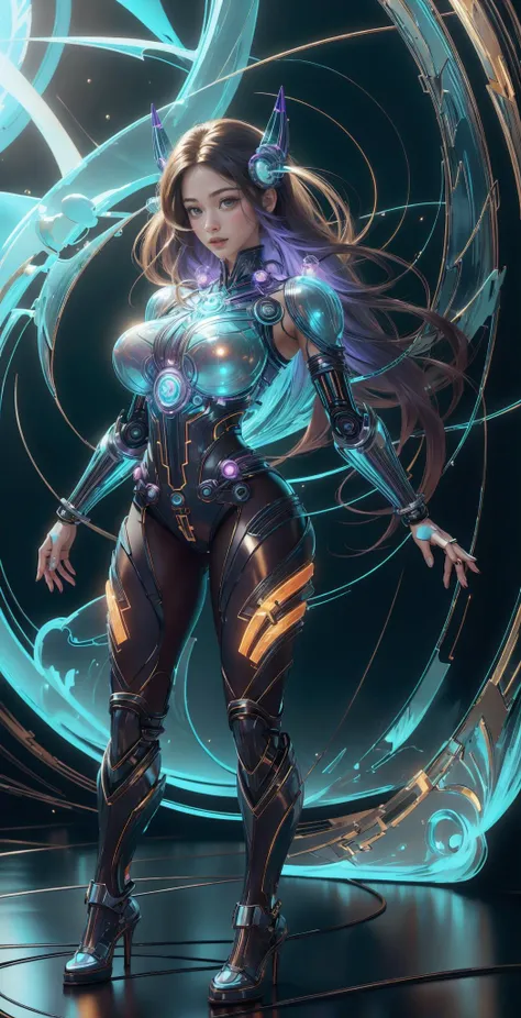 (Full body shot:1.4), 1girl, 22 years old, (glass clothes:1.4), large breasts, long black hair, red eyes, <lora:breastsizeslideroffset:0.3>, <lora:PerfectFullBreasts-fCV3.5:0.3>, breasts, EPKr1st1nKr3uk, <lora:ScienceDNAStyle:1>, ScienceDNAStyle, <lora:luminous body:1>, (covered nipples:1.5), ((strappy heels:1.2)), (science fiction:1.5), (Dynamic pose),
perfect lighting, (masterpiece:1), (best_quality:1), ultra high res, 4K, ultra-detailed, photography, 8K, HDR, highres, (absurdres:1.2), (bokeh:1.2), professional photograph, <lora:PlasmaTech:1>, plasmatech, scifi, plasma filaments, glass, purple hues,