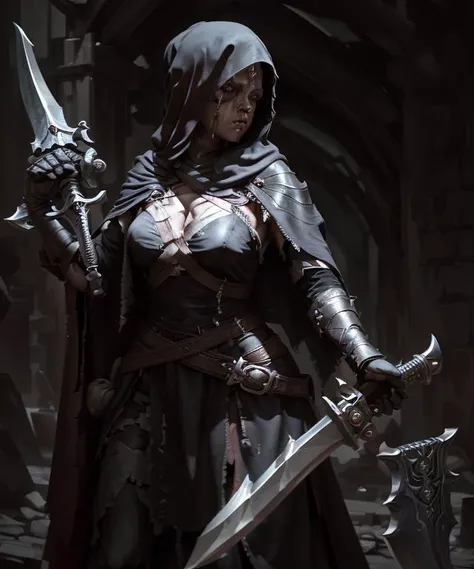 female executioner , she is wielding a heavy sword, <lora:executioner-13:1>