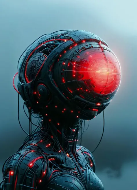 cover art, sphere, a worm, and a glowing red light, in the style of conceptual portraiture, made of rubber, futuristic robots, elina karimova, light black, technology-based art, oversized objects <lora:ral-ledlights:0.55> ral-ledlights <lora:CarbonFIberXL:0.55> carbonfiber <lora:Electrical_Wires_Style_SDXL:0.6> ais-wirez, subsurface scattering, Photorealistic, Hyperrealistic, analog style, realistic, film photography, soft lighting, heavy shadow