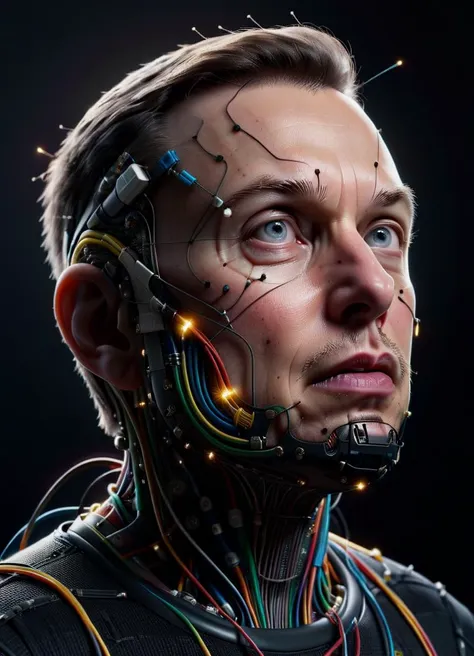 Man (drooling:1.3) looking (confused:1.1) with wires and electronic attached to his skull  <lora:sdxl:0.88> <lora:Electrical_Wires_Style_SDXL:0.44> ais-wirez, subsurface scattering, Photorealistic, Hyperrealistic, analog style, realistic, film photography, soft lighting, heavy shadow