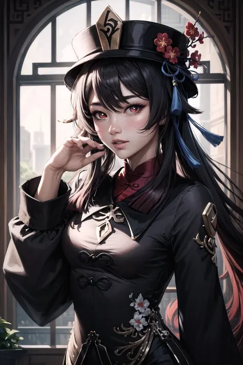 (8k), sharp focus, highres, 1girl, upper body, hutaodef, (high quality:1.2), (high detail:1.2), (masterpiece:1.2), (extremely detailed:1.2) <lora:genshinfull1:1>