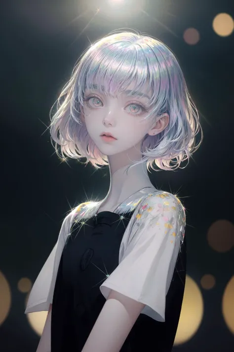 <lora:diamond-nvwls-v1:1.2>,diamond,(multicolored hair:1.2),(multicolored eyes:1.2),(white Shiny hair:1.3),absurdres,RAW photo,8k uhd,dslr,soft lighting,high quality,Fujifilm XT3,intricate details,ultra-detailed,nature skin texture,shiny,best quality,photorealistic,realistic,eyes focus,small breasts,
beautiful cute 1girl east asian,solo,beautiful_detailed_face,
<lora:age_slider_v6:-2.5>,long_eyelashes,beautiful_detailed_eyes,Volumetric Lighting,available light,small nose,slender_waist,(slender:1.2),chest jewel,
solo,(looking_at_viewer:1.2),(bokeh:1.2),<lora:weight_slider_v2:-0.2>,<lora:muscle_slider_v1:-2>,(straight_hair:1.3),(bob cut:1.5),portrait,