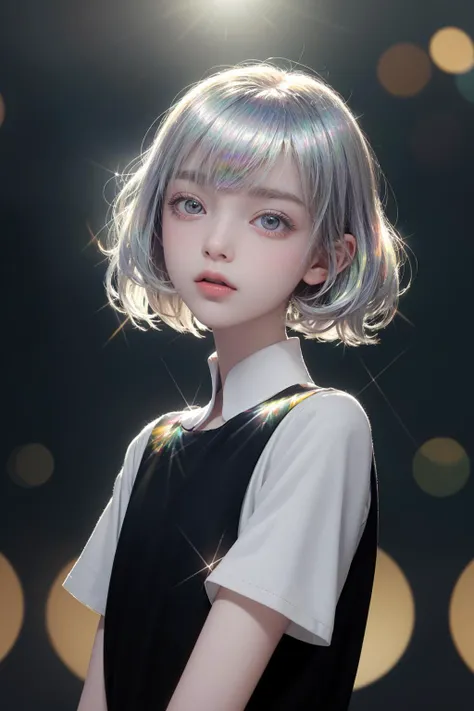 <lora:diamond-nvwls-v1:1.2>,diamond,(multicolored hair:1.2),(multicolored eyes:1.2),(white Shiny hair:1.3),absurdres,RAW photo,8k uhd,dslr,soft lighting,high quality,Fujifilm XT3,intricate details,ultra-detailed,nature skin texture,shiny,best quality,photorealistic,realistic,eyes focus,small breasts,
beautiful cute 1girl east asian,solo,beautiful_detailed_face,
<lora:age_slider_v6:-2.5>,long_eyelashes,beautiful_detailed_eyes,Volumetric Lighting,available light,small nose,slender_waist,(slender:1.2),chest jewel,
solo,(looking_at_viewer:1.2),(bokeh:1.2),<lora:weight_slider_v2:-0.2>,<lora:muscle_slider_v1:-2>,round face,(straight_hair:1.3),(bob cut:1.5),portrait,