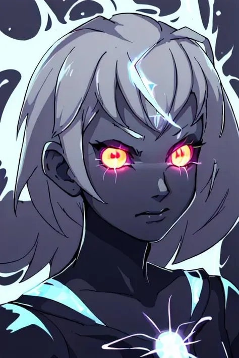 close up offset portrait, electricity, glowing, glowing eyes, male focus, simple background, solo, sparkle, style of <lora:SlayTheSpire_Stylizer__Test_run_ep10:1>
